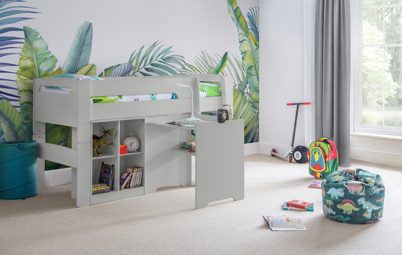 Pluto Midsleeper Dove Grey Cube Bookcase Desk Roomset Pluto Midsleeper Dove Grey Cube Bookcase Desk Roomset