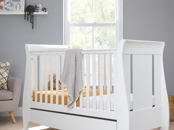 Lucas Sleigh Cot Bed White 1