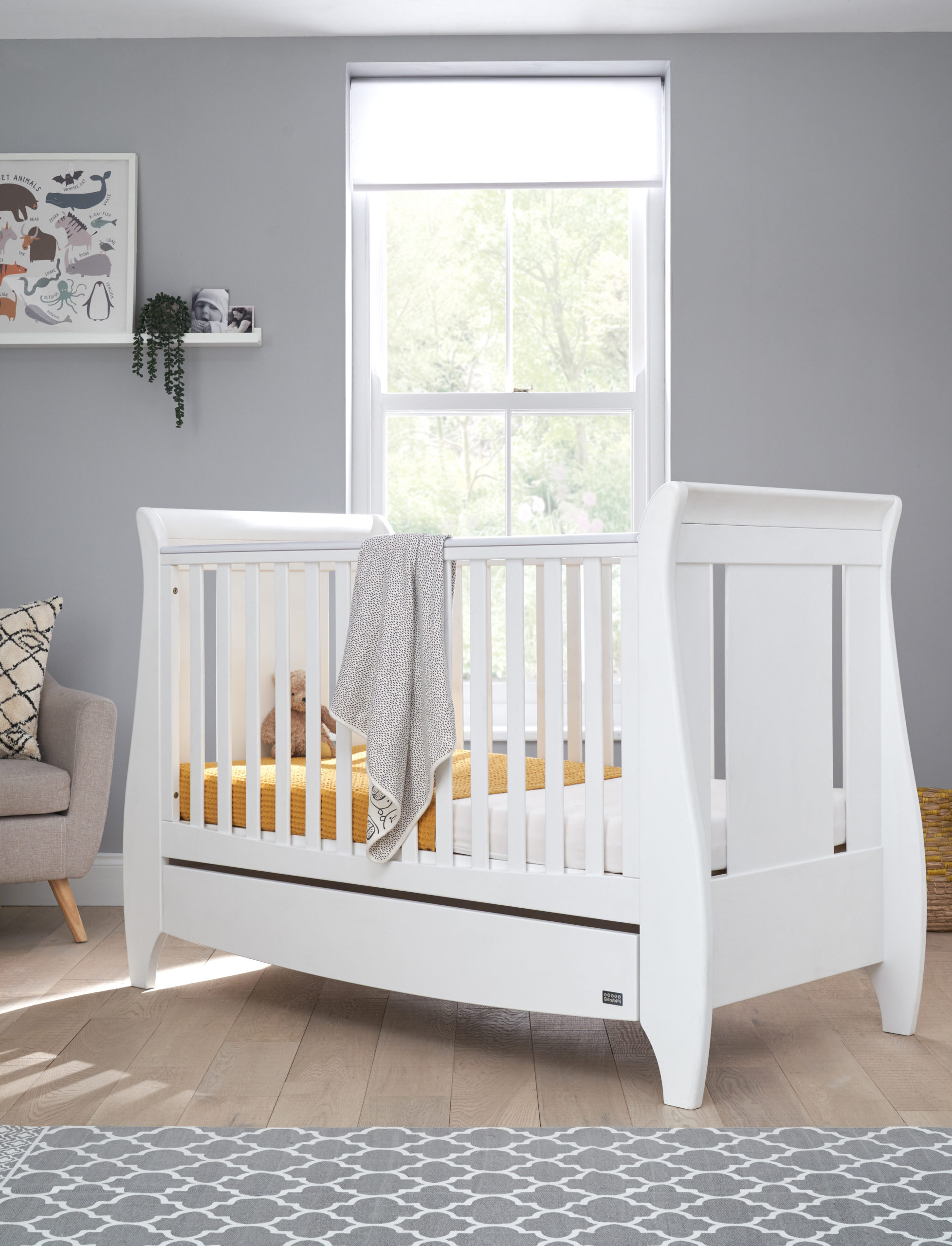 Lucas Sleigh Cot Bed White 1 Lucas Sleigh Cot Bed White 1