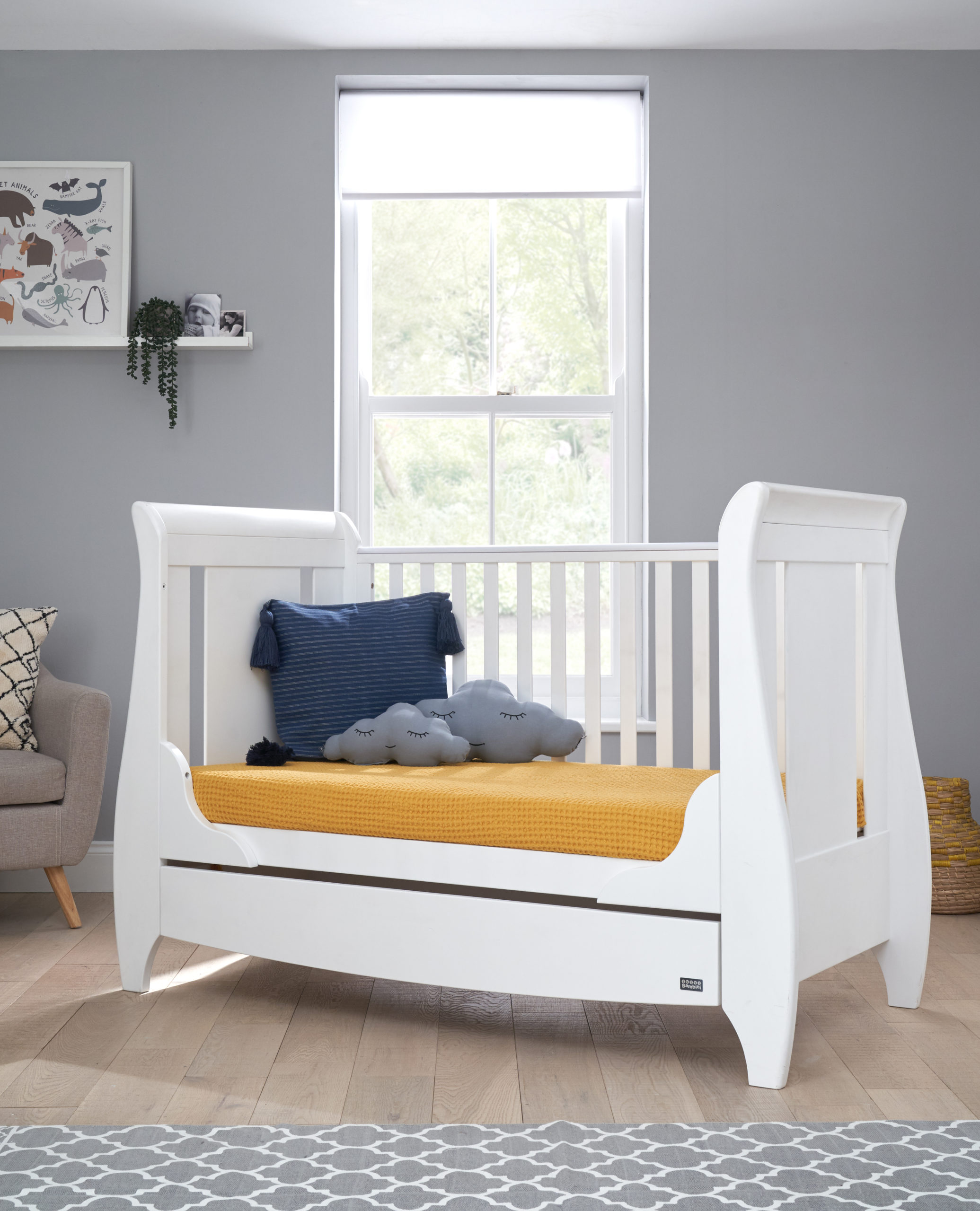 Lucas Sleigh Cot Bed White 5 Lucas Sleigh Cot Bed White 5