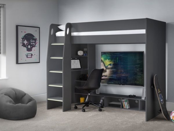 nebula anthracite gaming bed roomset