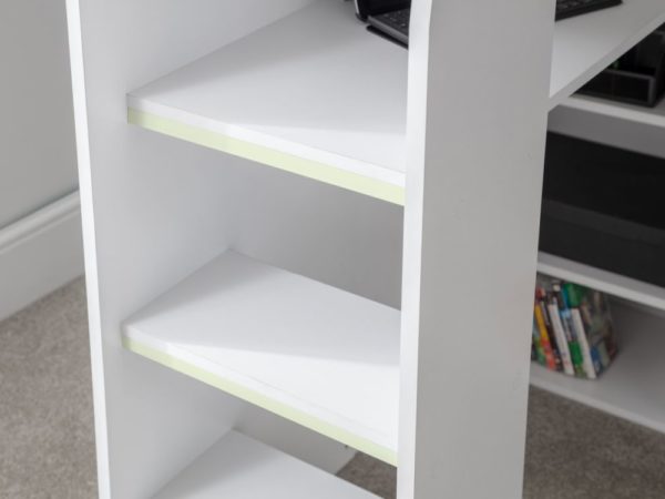 nebula white gaming bed ladder steps detail