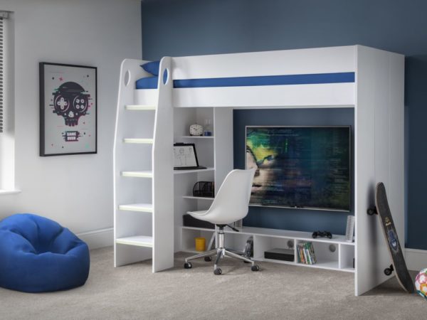 nebula white gaming bed roomset