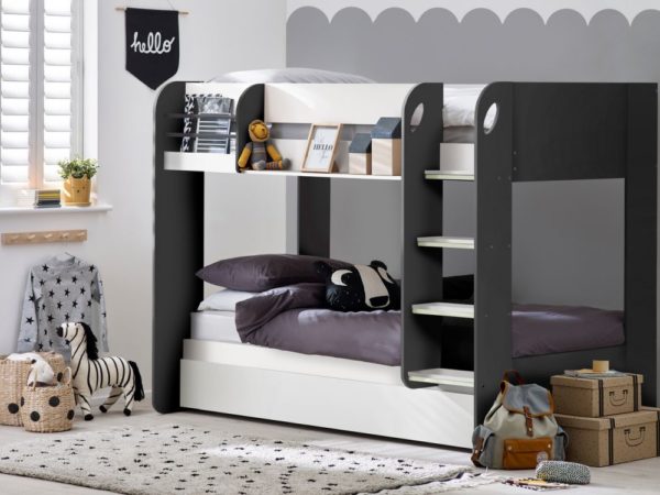 mars bunk charcoal white roomset
