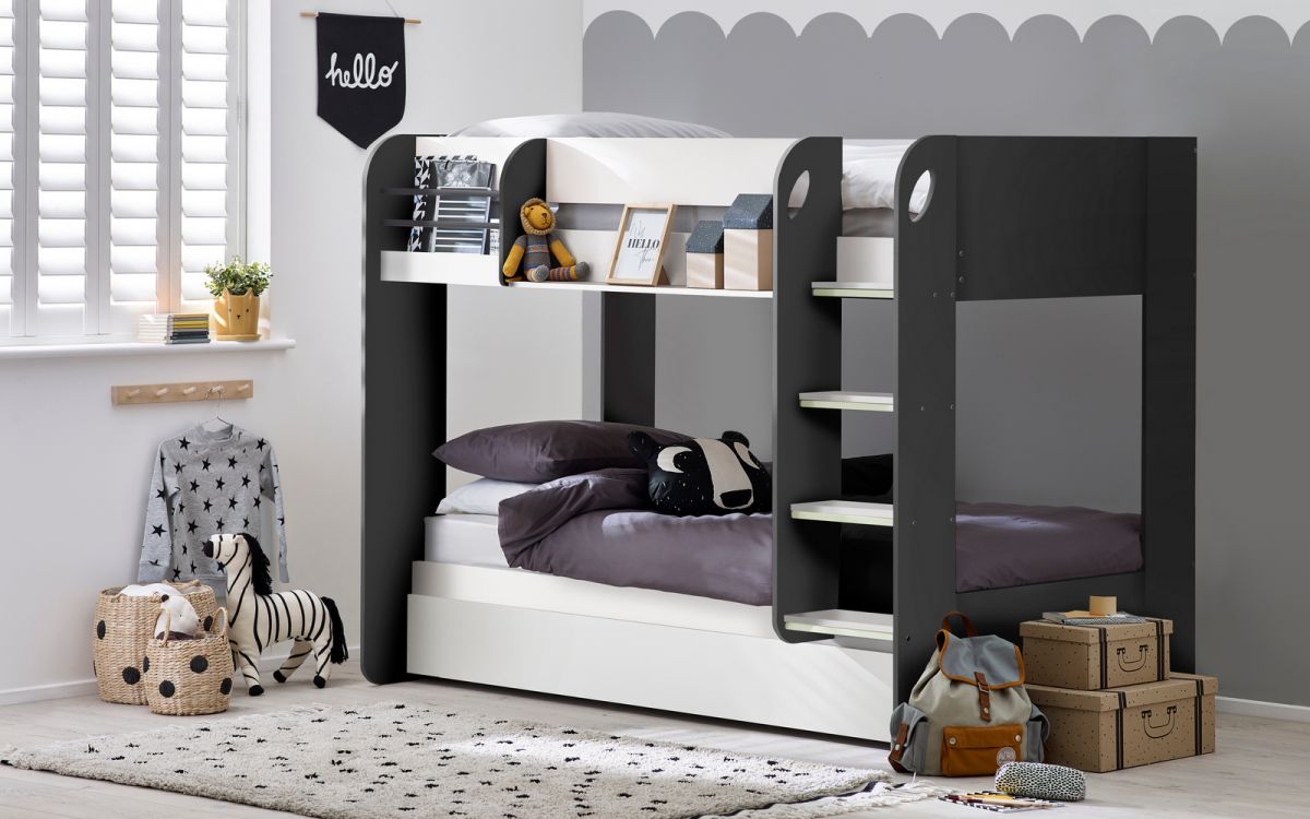mars bunk charcoal white roomset mars bunk charcoal white roomset