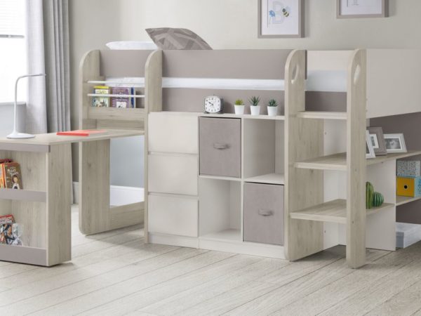 saturn midsleeper taupe oak open roomset