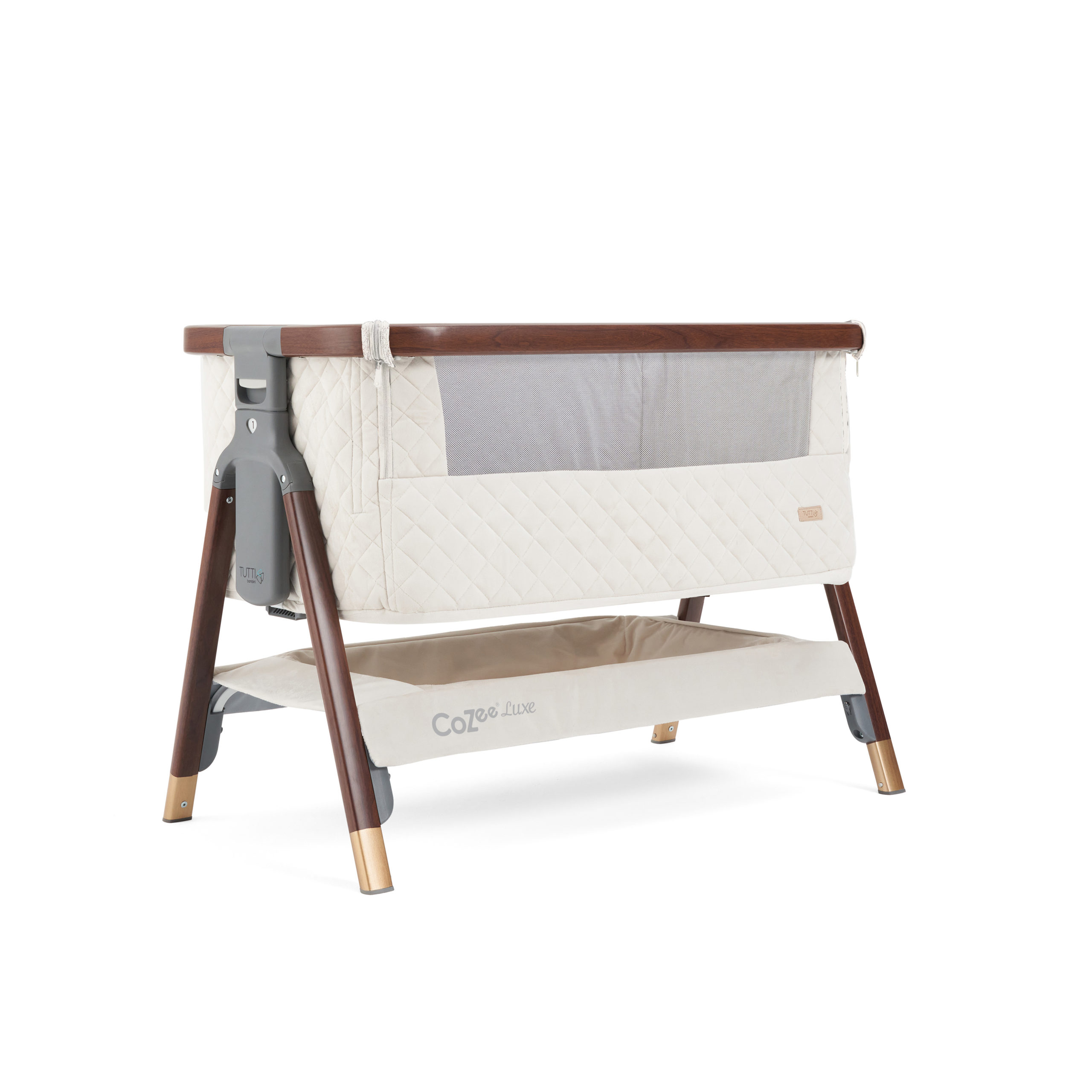 CoZee Luxe Bedside Crib Walnut Cream 1 CoZee Luxe Bedside Crib Walnut Cream 1