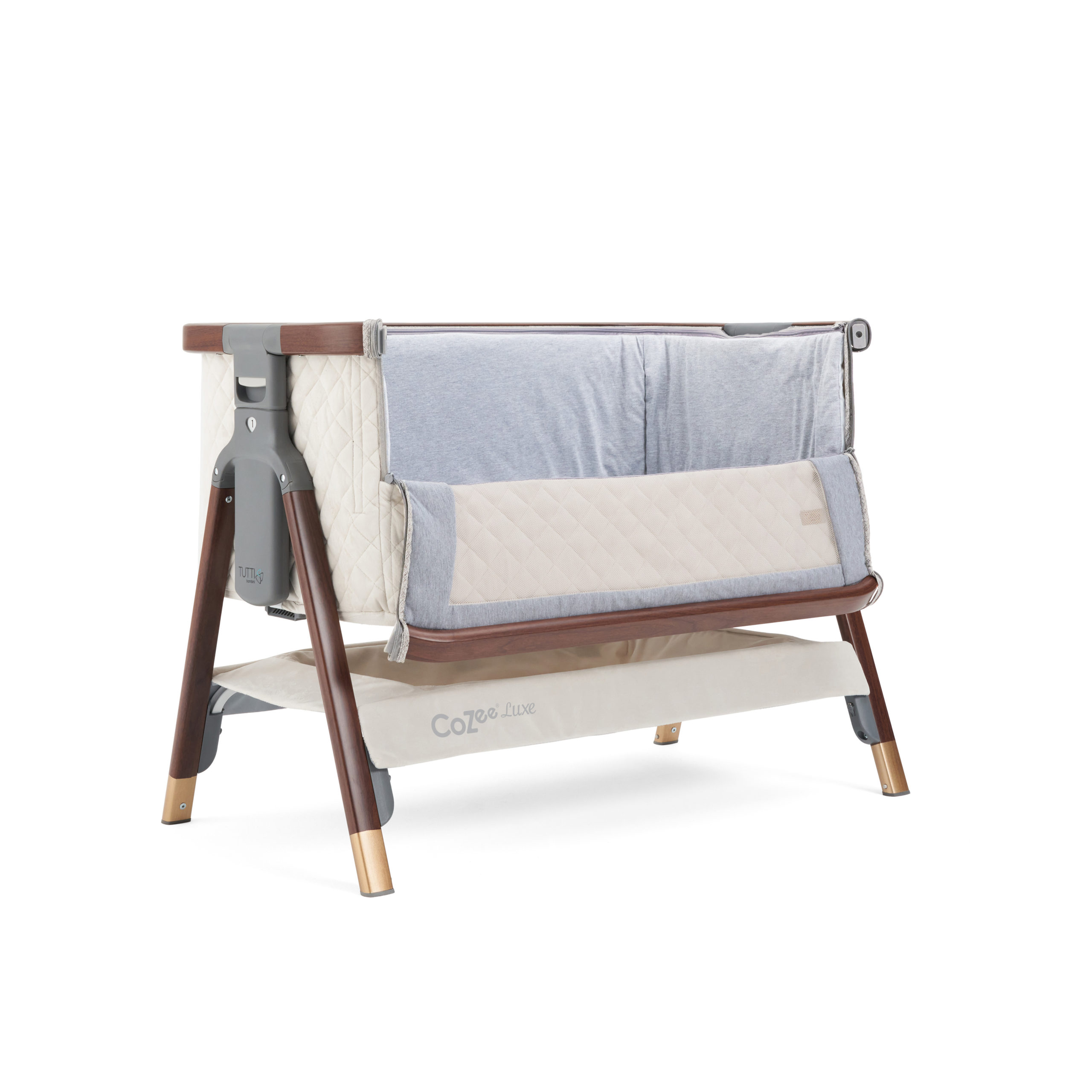 CoZee Luxe Bedside Crib Walnut Cream 2 CoZee Luxe Bedside Crib Walnut Cream 2