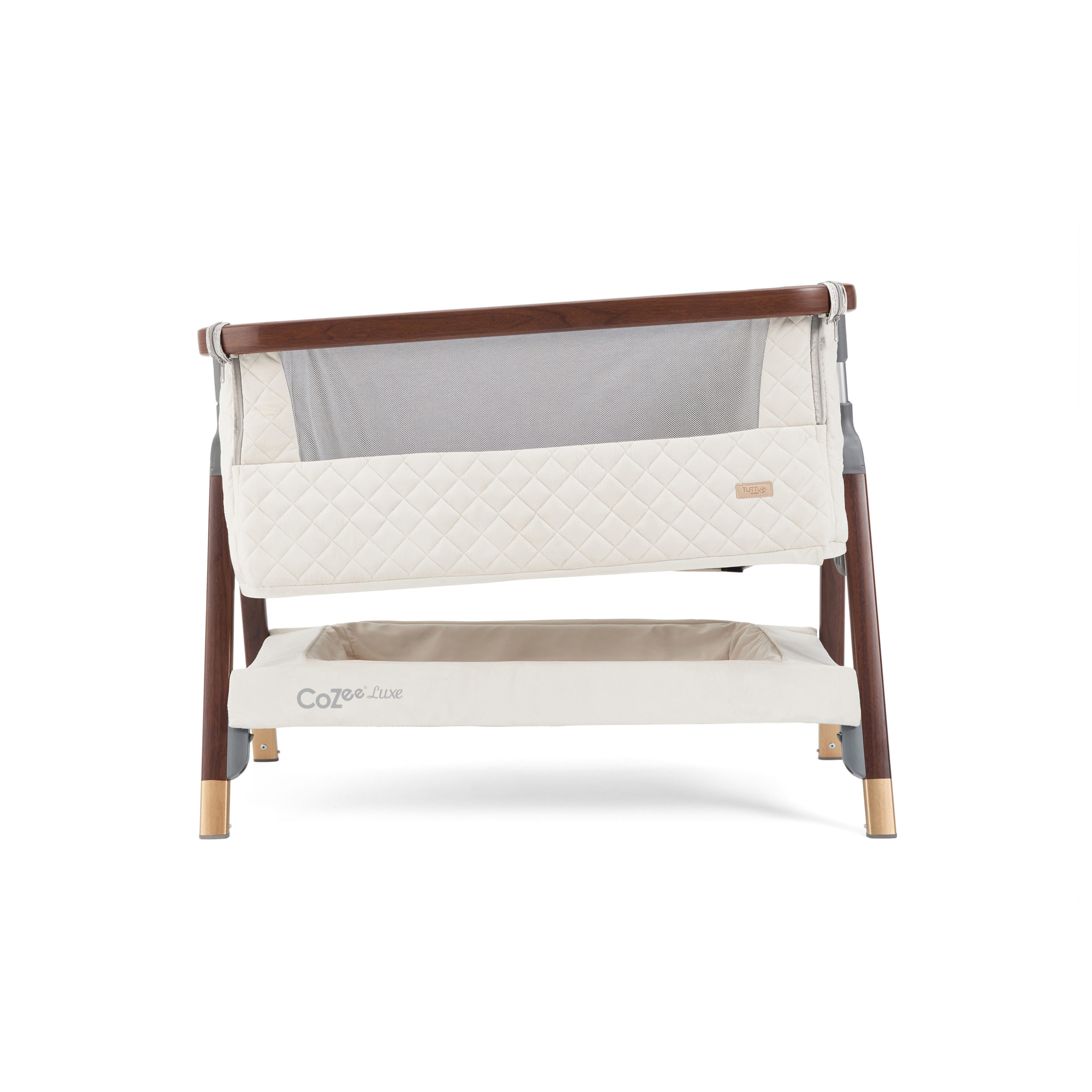 CoZee Luxe Bedside Crib Walnut Cream 4 CoZee Luxe Bedside Crib Walnut Cream 4