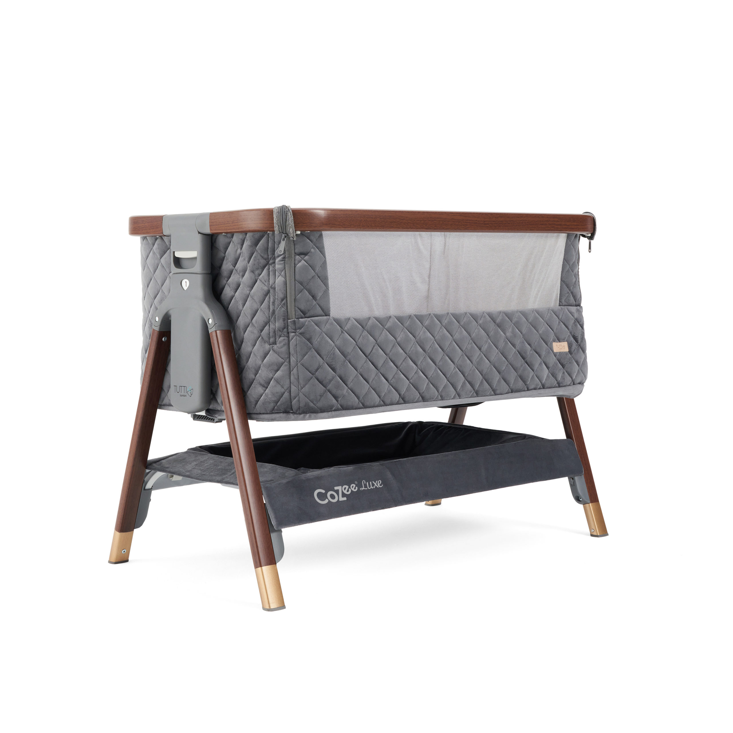 CoZee Luxe Bedside Crib Walnut Slate 1 CoZee Luxe Bedside Crib Walnut Slate 1