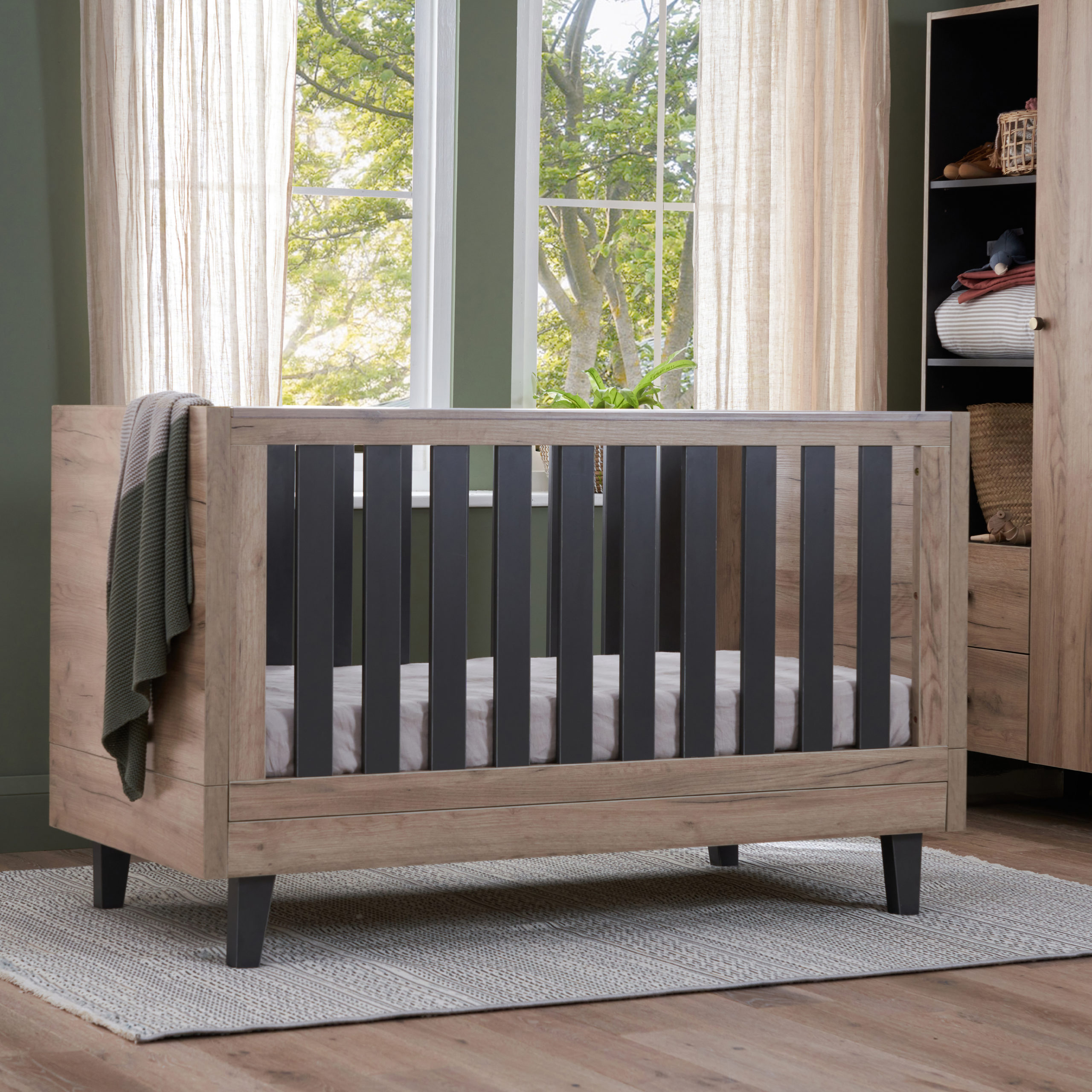 Como Cot Bed Distressed Oak Slate Grey 1 Como Cot Bed Distressed Oak Slate Grey 1