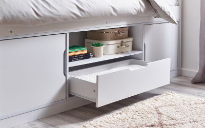 atom low sleeper white open drawer roomset atom low sleeper white open drawer roomset