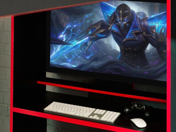 impact gaming bunk black red desk detail roomset