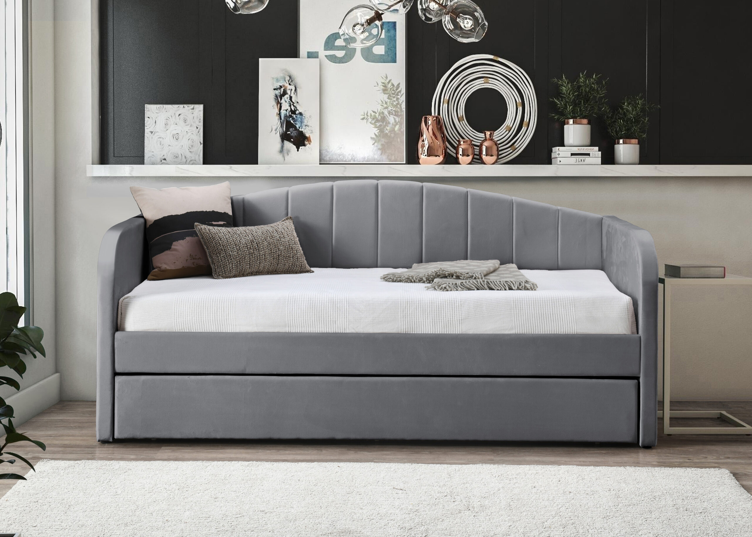 Fabric Day Bed Grey scaled Fabric Day Bed Grey scaled
