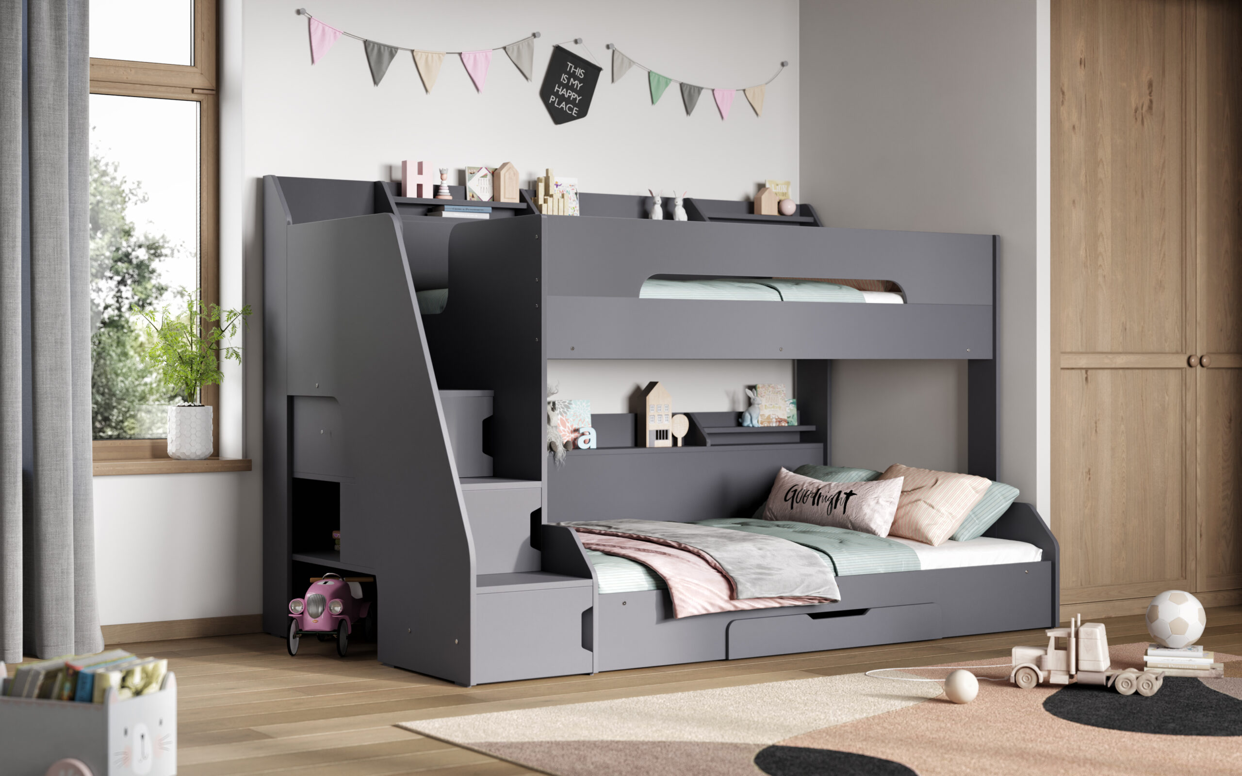 Slick Triple Bunk Bed Grey tz1(2) Slick Triple Bunk Bed Grey tz1(2)