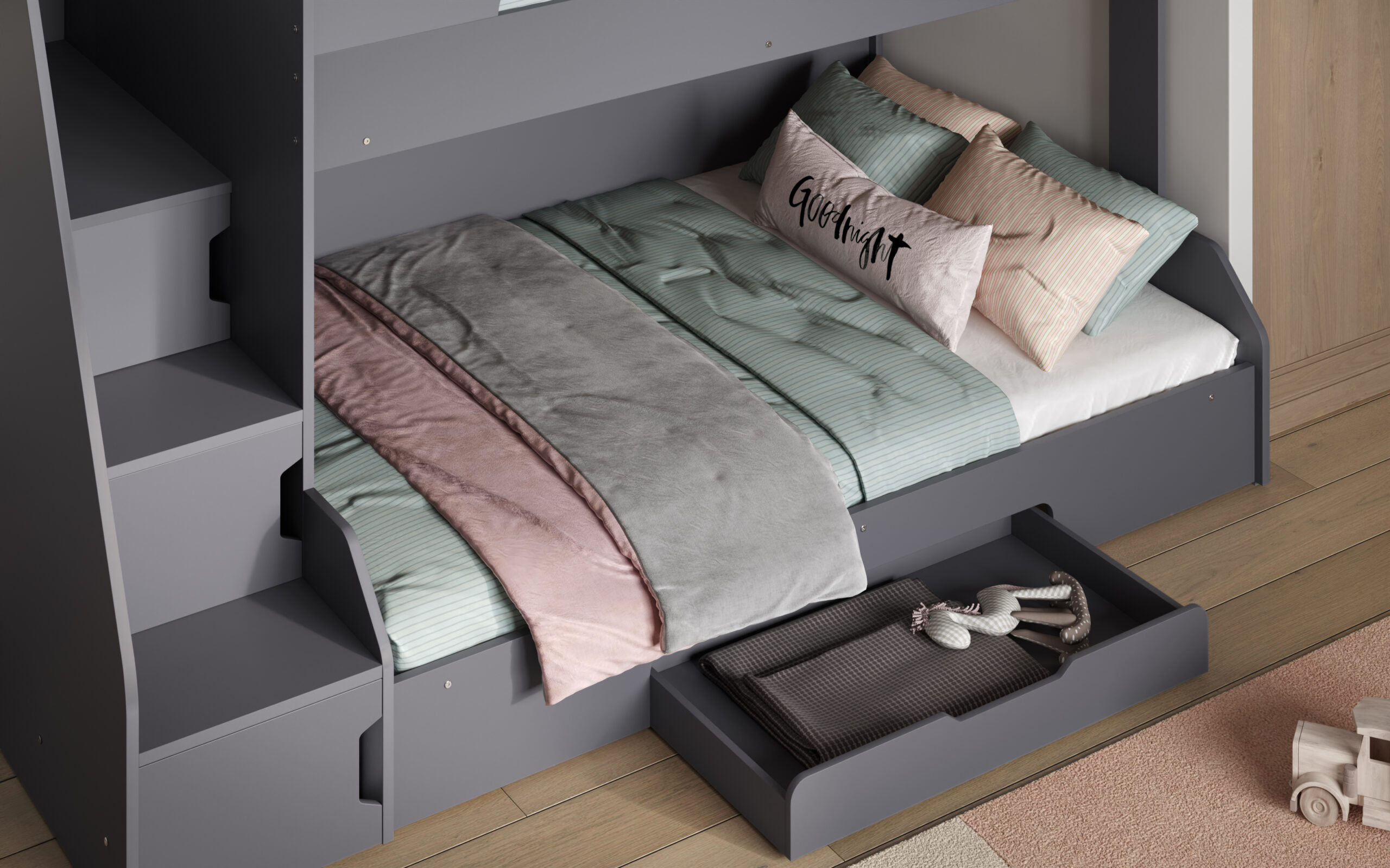 Slick Triple Bunk Bed Grey tz1(8) Slick Triple Bunk Bed Grey tz1(8)