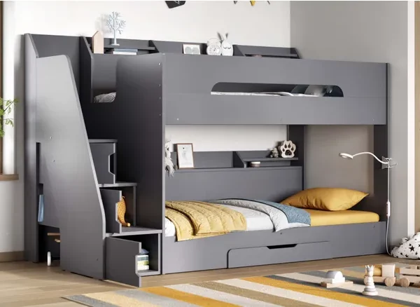 slick staircas bunk bed in grey 1