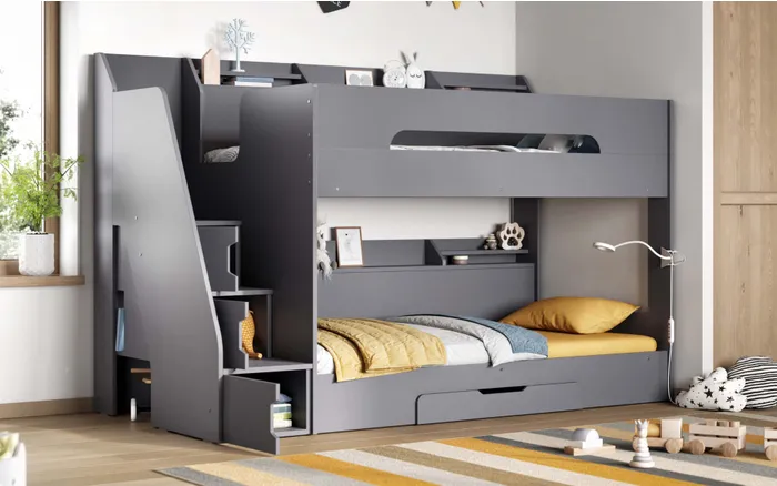 slick staircas bunk bed in grey 1 slick staircas bunk bed in grey 1