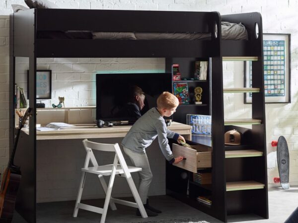 bla002 blaze gaming bunk bed black and pale wood roomset 1